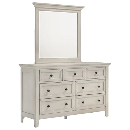 Transitional Dresser and Mirror Set with 7 Drawers